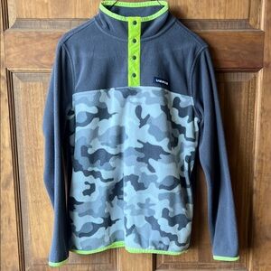 LANDS’ END boy’s polar fleece with bright yellow piping. Size XL (14/16).